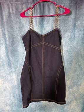 Fashion Nova Denim Baddie Mini Dress M NWT